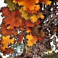 Огромный дуб и домик - картинка №13008