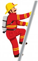 Пожарник на лестнице - картинка					№12545