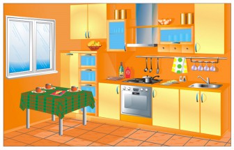 Кухня в оранжевой гамме - картинка					№10693