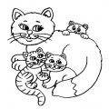 Кошка и котята - раскраска №3