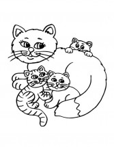 Кошка и котята - раскраска					№3