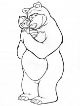 Мишка и Маша обнимаются - раскраска					№50
