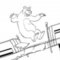 Медведь прыгает на кровати - раскраска №52