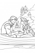 Рупунцель с Флином плывут на лодке - раскраска					№146