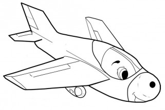 Мультяшный самолет с мордочкой - раскраска					№174
