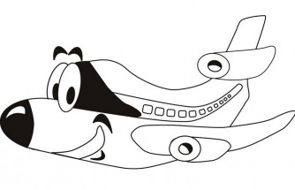 Смешной мультяшный самолет - раскраска					№181