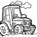 Трактор на лужайке - раскраска №219