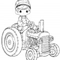 Трактор с мальчиком и курочкой - раскраска №223