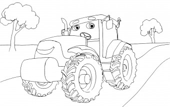 Трактор симпатичный - раскраска					№224