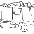 Пожарная машина с летсницей - раскраска №276