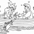 Ариэль и Эрик в лодке - раскраска №293