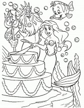 Ариэль режет большой торт - раскраска					№317