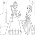 Эльза и Анна во дворце - раскраска №349