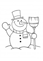 Снеговик с метлой - раскраска					№357