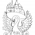Красивая Царевна в виде лебедя на воде - раскраска №363