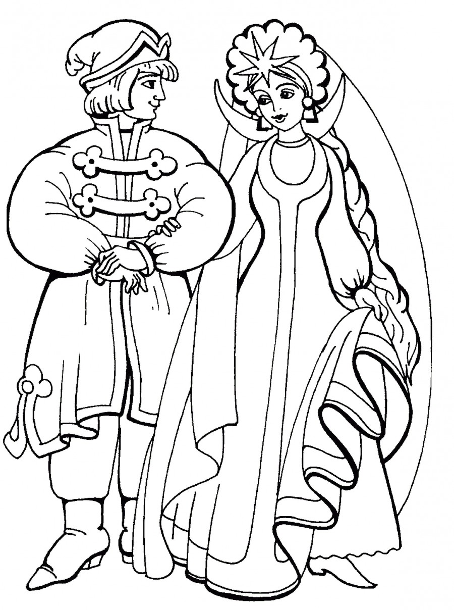 Сказка о царе салтане знакомство с невестой - раскраска №364
