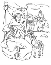 Царица из сказки Золотой Петушок - раскраска					№392