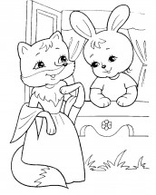 Лисичка просит зайца в теремке пожить - раскраска					№398