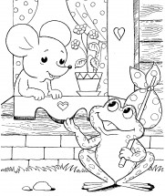 Мышка и лягушка в теремке - раскраска					№404