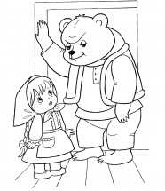 Маша и медведь грустный - раскраска					№417