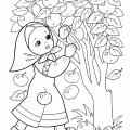 Девочка и яблонька из сказки Гуси Лебеди - раскраска №471