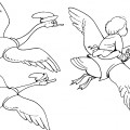 Мальчик летит с Гусями Лебедями - раскраска №479