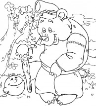 Косолапый медведь и колобок - раскраска					№510