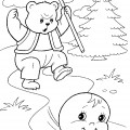 Медведь топает ногами на колобка - раскраска №515