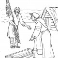 Рыбак и старуха с корытом - раскраска №524