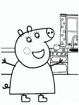 Мама Свинка на кухне - раскраска					№617