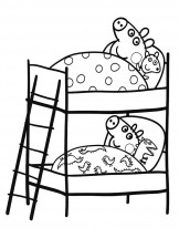 Свинка Пеппа и Джордж на кроватях - раскраска					№618