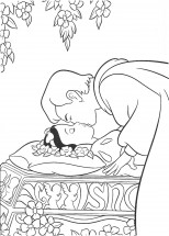 Принц пробудит Белоснежку поцелуем - раскраска					№647
