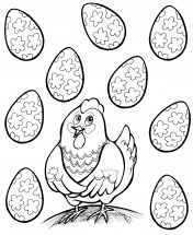 Курочка Ряба с красивыми яйцами - раскраска					№722