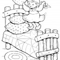 Маша прыгает по кроватям медведей - раскраска №778