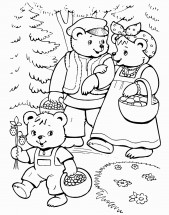 Семья медведей на прогулке - раскраска					№784