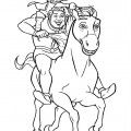 Шрек на коне с котом - раскраска №863