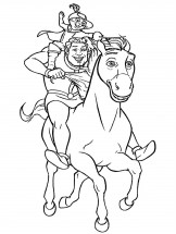 Шрек на коне с котом - раскраска					№863