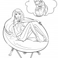 Барби мечтает на кресле - раскраска №872