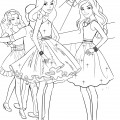 Барби с подружками на танцах - раскраска №880