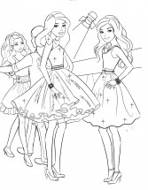 Барби с подружками на танцах - раскраска					№880