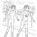 Барби с подругой катаются на роликах - раскраска №900
