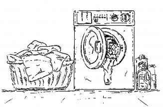 Стиральная машина автомат в ванной - раскраска					№926