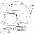 Чайник с печенюшками - раскраска №949
