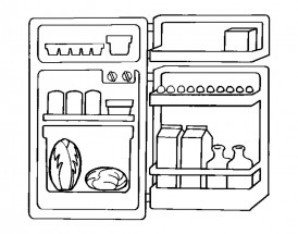 Открытый холодильник - раскраска					№957