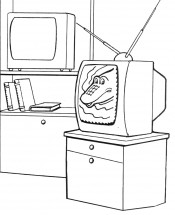 Телевизор с крокодилом - раскраска					№974
