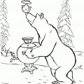 Медведь и самовар - раскраска №981