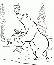 Медведь и самовар - раскраска					№981