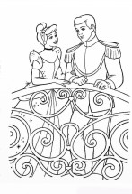 Золушка с принцем на балконе - раскраска					№1011