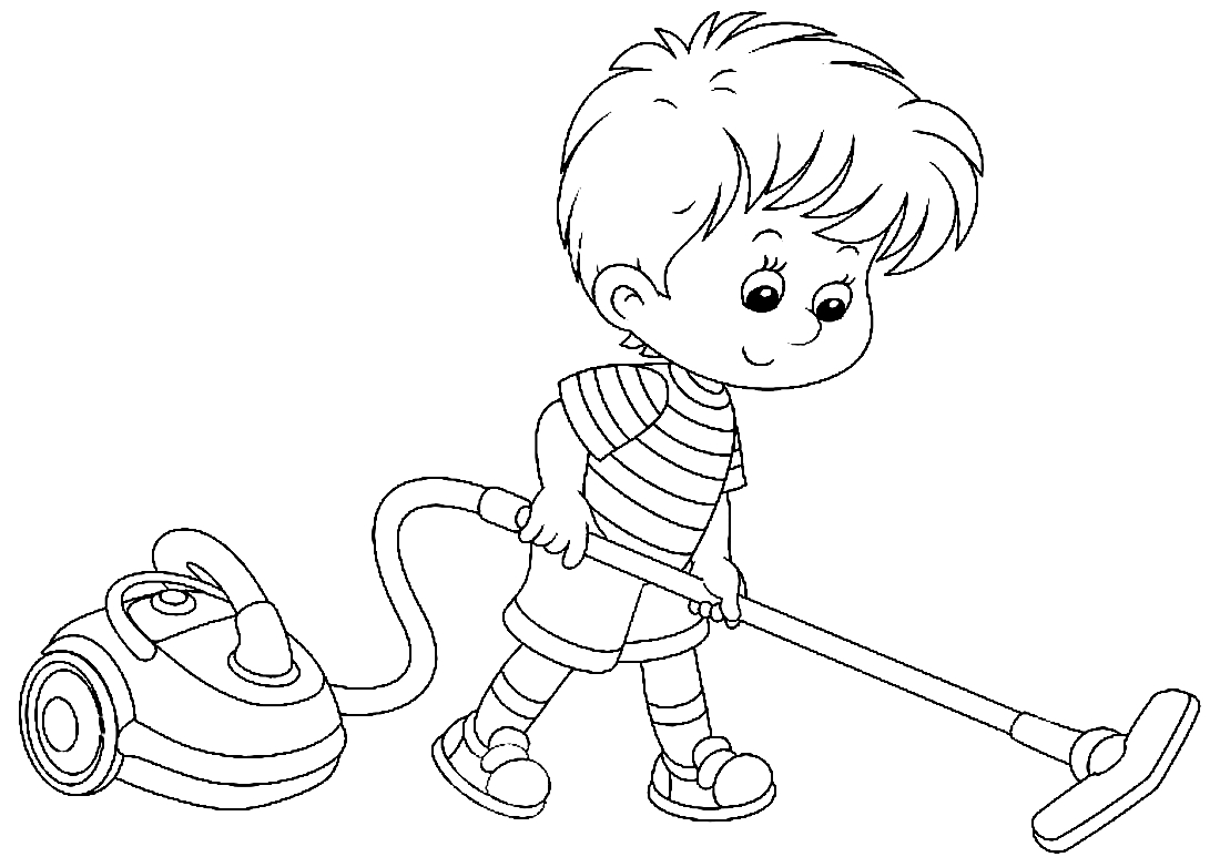 Мальчик с пылесосом рисунок