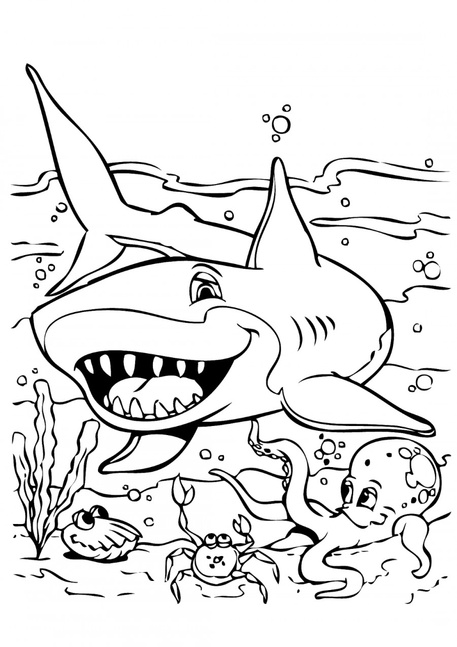 Акула в море - раскраска №1059